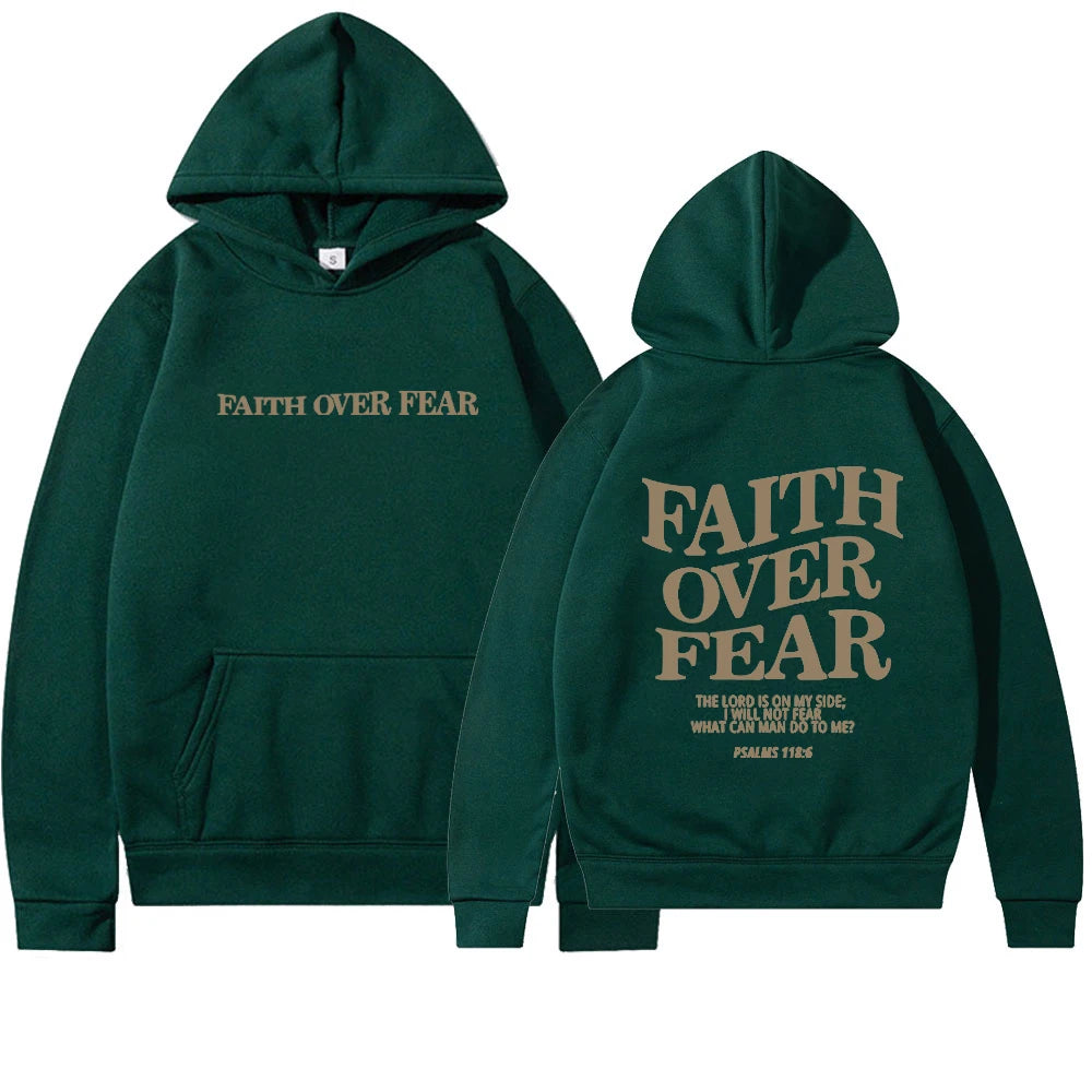 Faith Over Fear Christian Hoodie Christian Sweatshirt Jesus Hoodie Trendy Hoodie Bible Verse Shirt Unisex Aesthetic Clothes